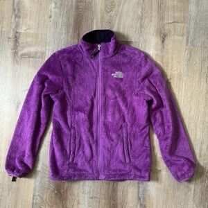The North Face Osito Jacket Womens Size M Full Zip Fuzzy Plush Soft Purple Pink